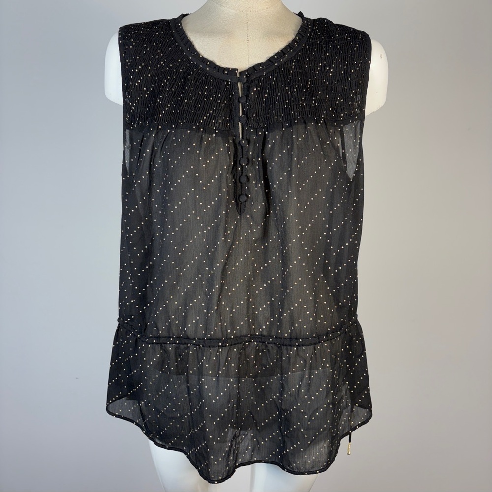 ❤️ Jessica Simpson Black Sheer Blouse with Gold Accents XL